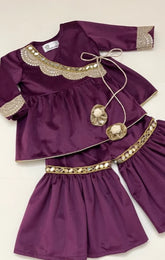 Plum Velvet Sharara Set