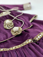 Plum Velvet Sharara Set for Girls