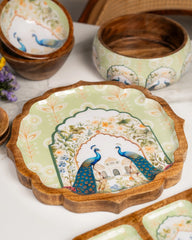 Premium Mango Wood Light Green Mayur Platter
