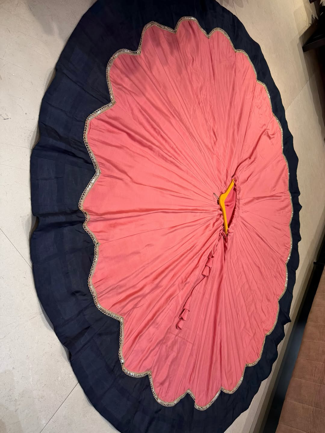 Flared Navratri Lehenga Skirt with Scallop Border