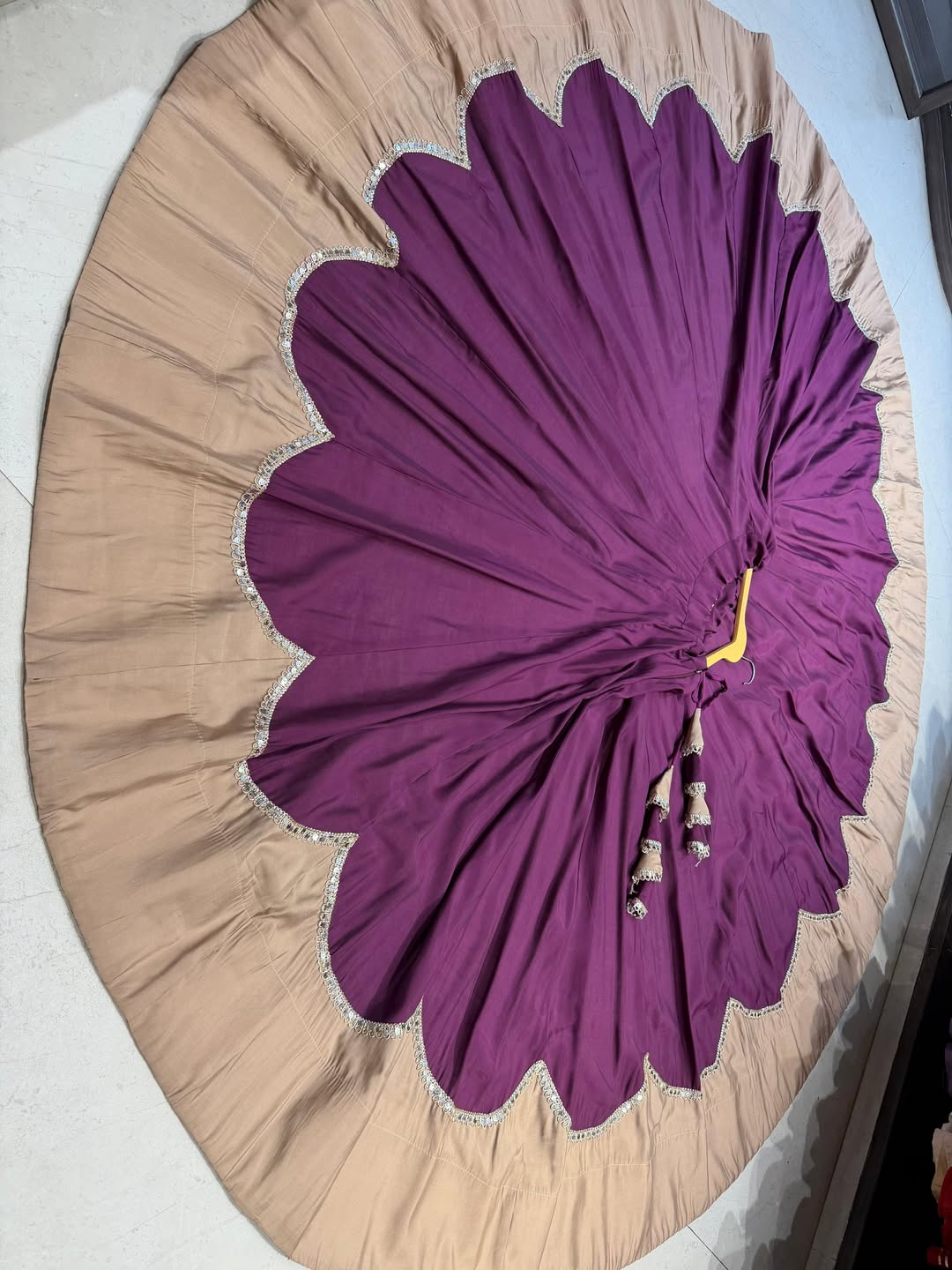 Flared Navratri Lehenga Skirt with Scallop Border