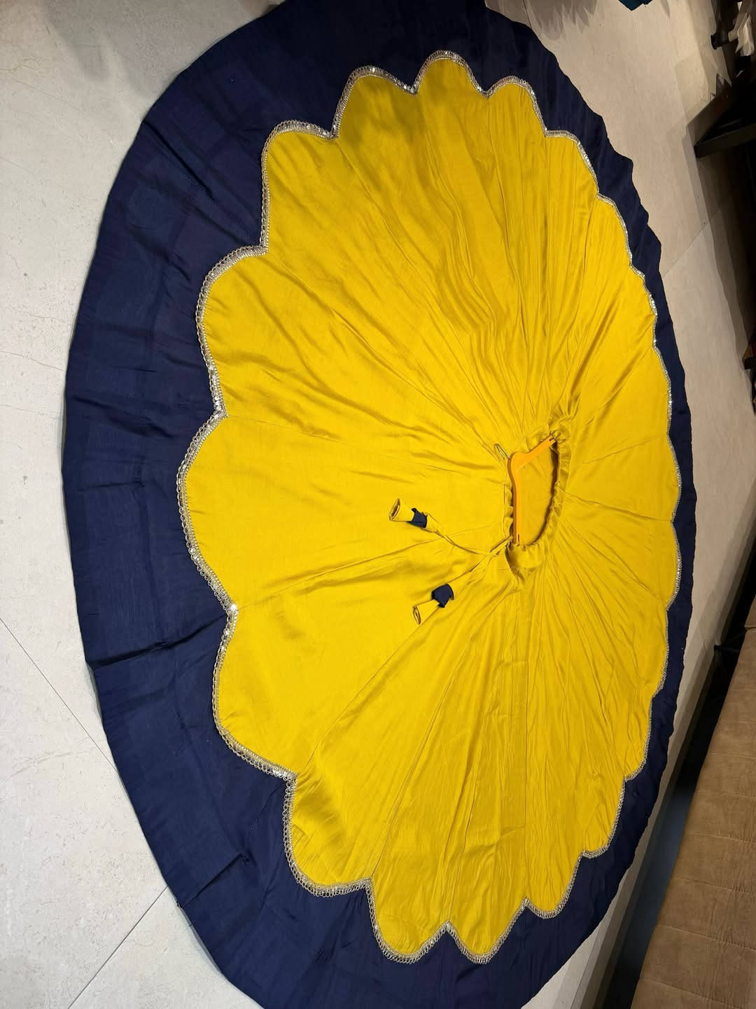 Flared Navratri Lehenga Skirt with Scallop Border