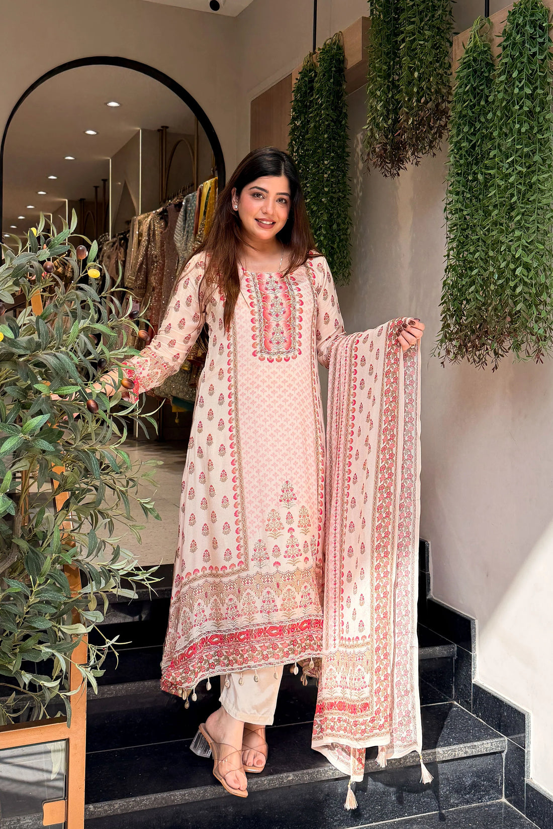 Blush Bloom Printed Georgette Suit Set