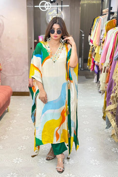 Pure Crepe Digital Printed Kaftan Set