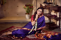 Pure Silk Jijamata Saree – Rani Pink with Gold Zari Border
