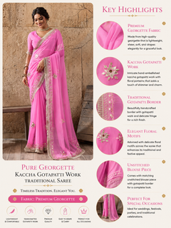 Pure Georgette Kaccha Gotapatti Work Traditional Saree