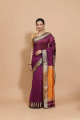Purple Maheshwari Cotton Silk Saree