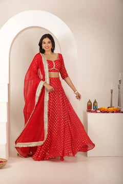 Ruby Noor Festive Golden Butti Lehenga Set