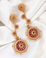 Ruby Rohan Designer Brass-Look Earrings