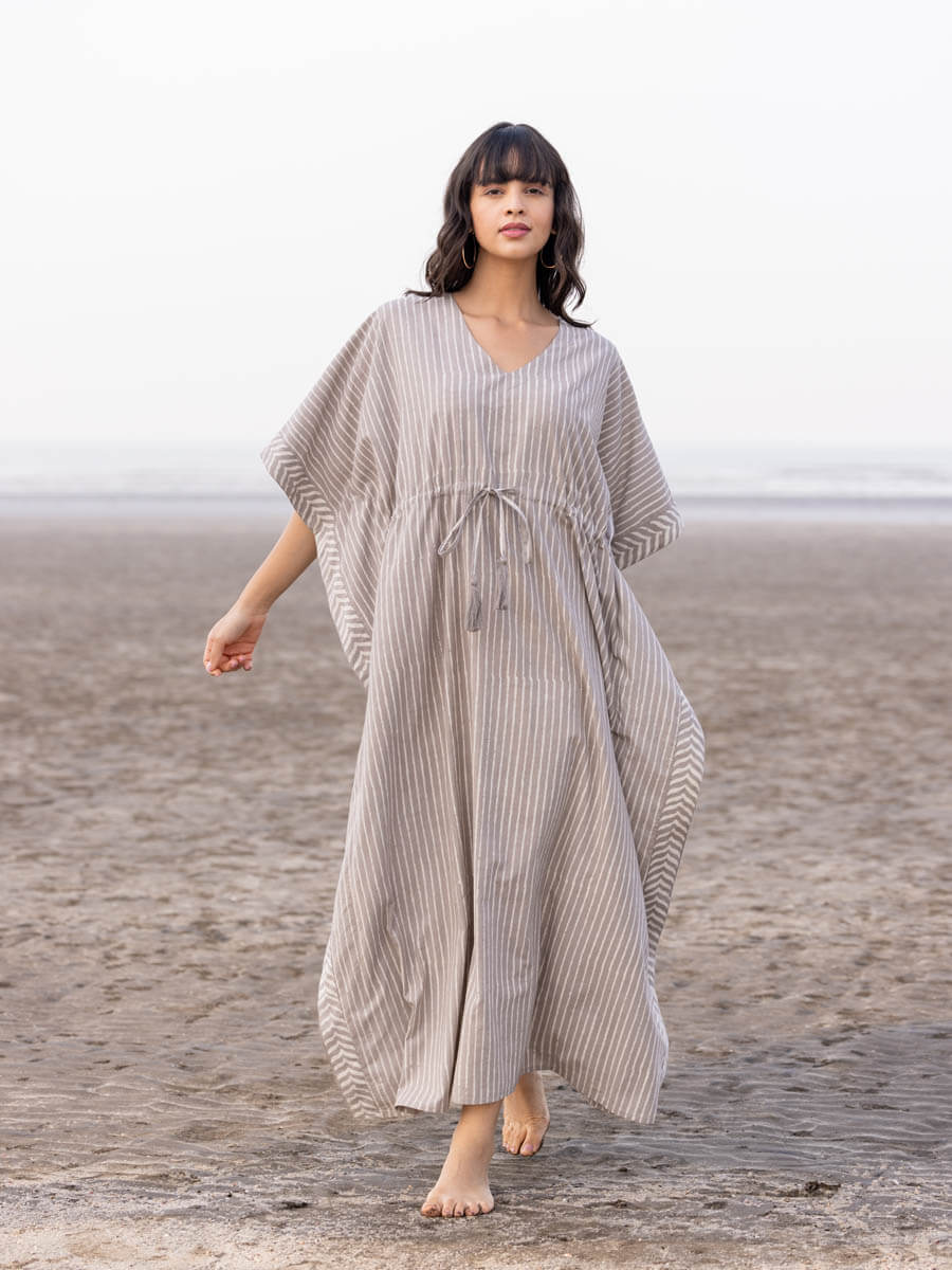 Ishaani Grey Cotton Kaftan