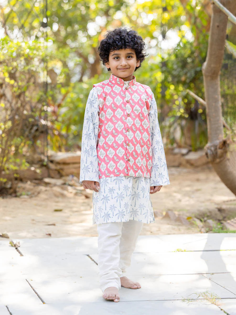 Rehan Organic Cotton Long Kurta with Jacket for Kids