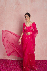 Raani Pink Organza Silk Saree