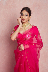 hand-embroidered saree