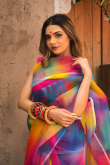 Colorful organza saree