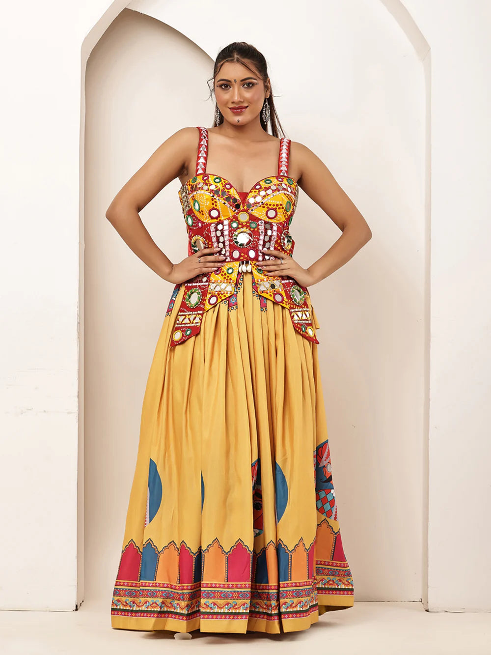 Rajwadi Folk Print skirt