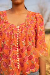 floral muslin silk blouse