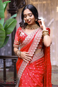 Sunsud Shahi Red Navuvari Saree