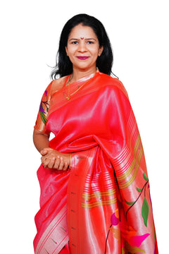 Lotus Soft Silk Paithani Saree with Multicolor Pallu