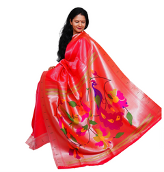 Lotus Soft Silk Paithani Saree with Multicolor Pallu