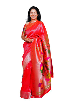 Lotus Soft Silk Paithani Saree with Multicolor Pallu