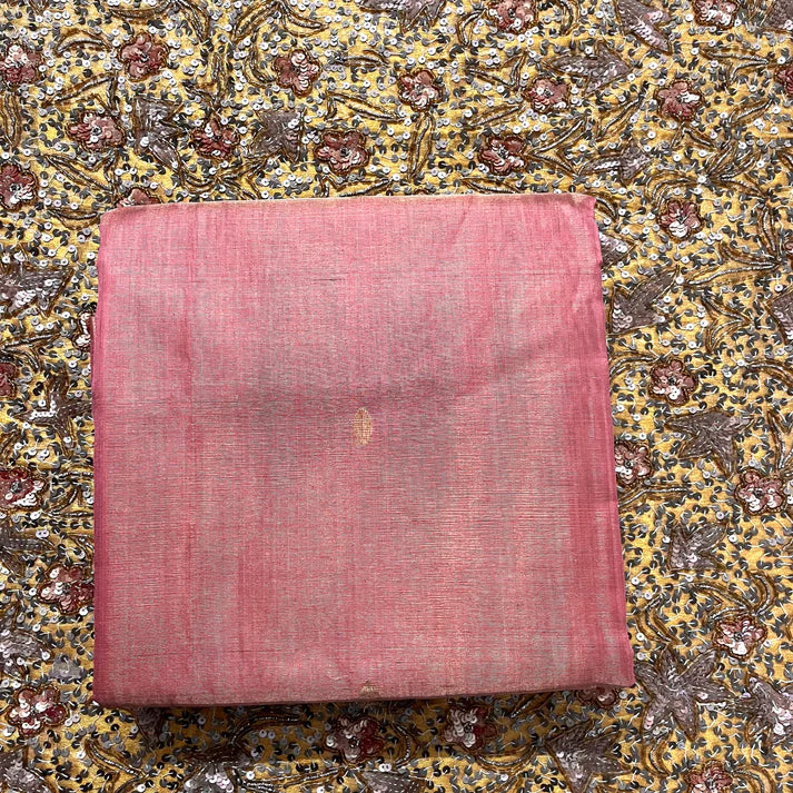 Rose Gold Maheshwari Tissue Silk Saree with Zari Bootis