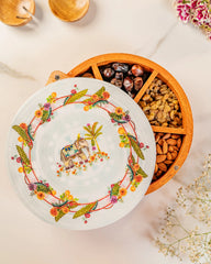 Round Elephant Mango Wood Spice & Dry Fruit Box
