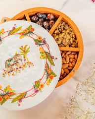 Round Elephant Mango Wood Spice & Dry Fruit Box