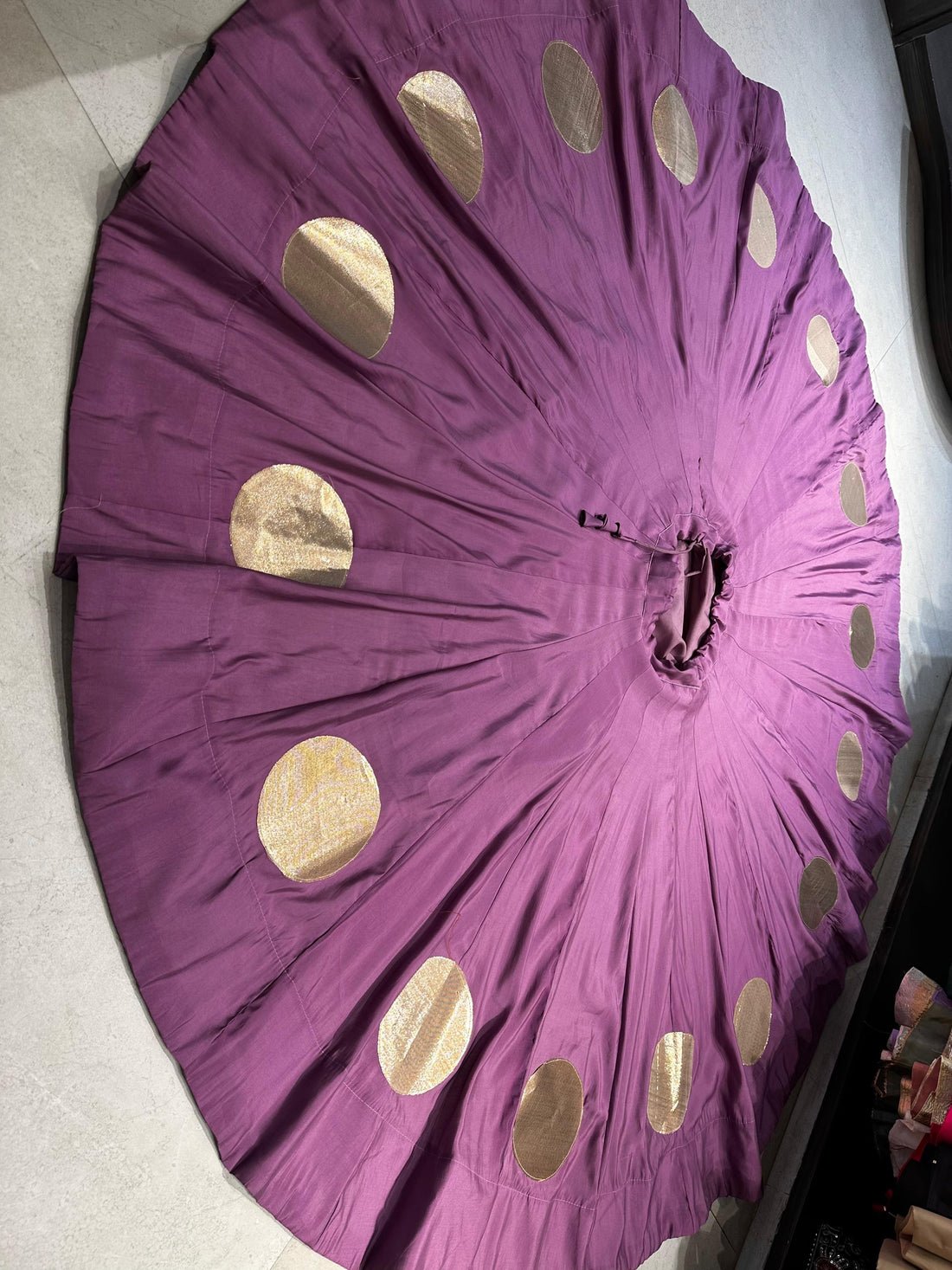 Royal Purple 24 Kali Flared With Gold Butti Skirt