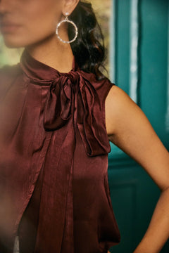 Smooth satin fabric blouse