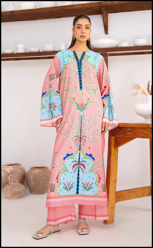 Pink Swiss Cotton Kaftan Cord Set