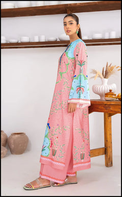 Pink Swiss Cotton 2 Peice Kurta Set for Women