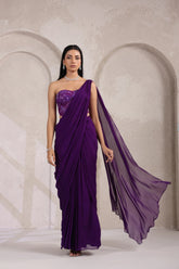 Elegant Purple Corset Blouse with Drape Saree