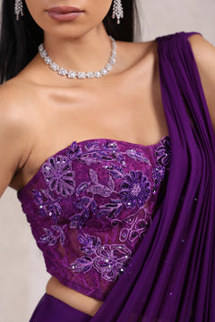 Elegant Purple Corset Blouse with Drape Saree