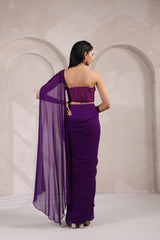 Elegant Purple Corset Blouse with Drape Saree