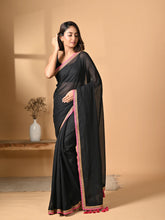 Black Zari Mulmul Cotton Saree