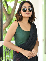 Silk Green Sleeveless Blouse