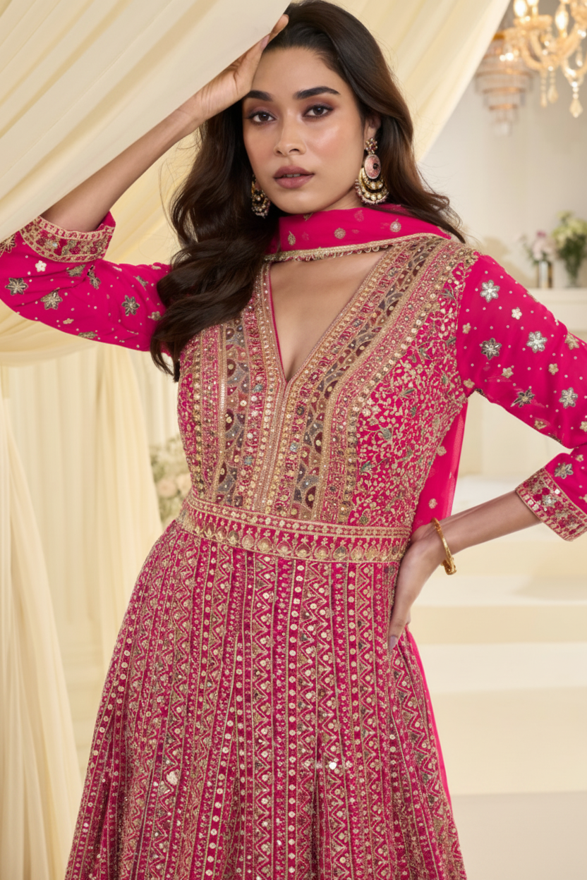 Rani Pink Bridal Anarkali Set