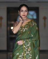 Emerald Zari Floral Banarasi Saree