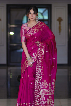 Pink Rajkumari Zari Banarasi Saree