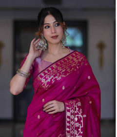 Pink Rajkumari Zari Banarasi Saree