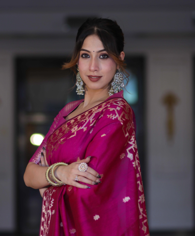 Pink Rajkumari Zari Banarasi Saree