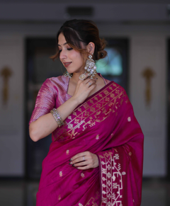 Pink Rajkumari Zari Banarasi Saree