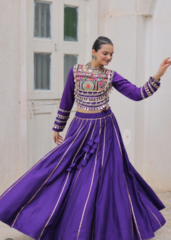 Navratri Lehenga Set with Embroidered Mirror Work Jacket