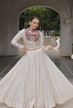 Navratri Lehenga Set with Embroidered Mirror Work Jacket