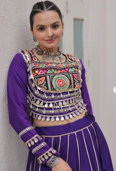 Navratri Lehenga Set with Embroidered Mirror Work Jacket