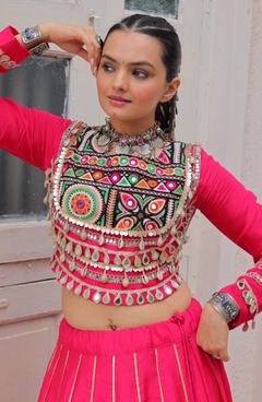 Navratri Lehenga Set with Embroidered Mirror Work Jacket