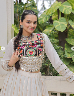 Navratri Lehenga Set with Embroidered Mirror Work Jacket
