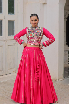 Navratri Lehenga Set with Embroidered Mirror Work Jacket
