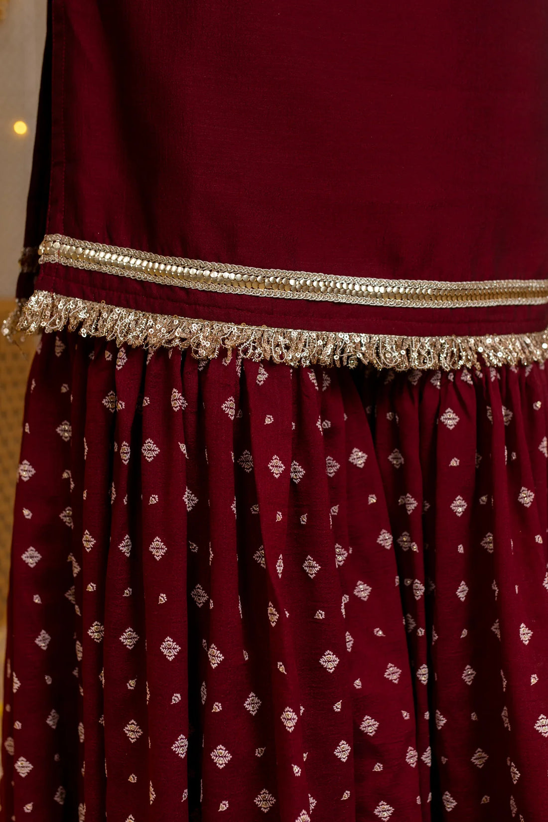 Vichrta Silk Maroon Kurta Sharara Set