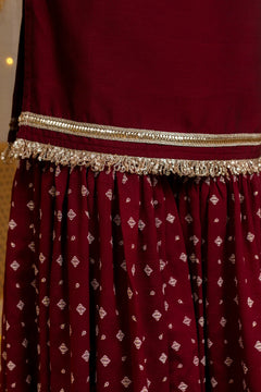 Vichrta Silk Maroon Kurta Sharara Set